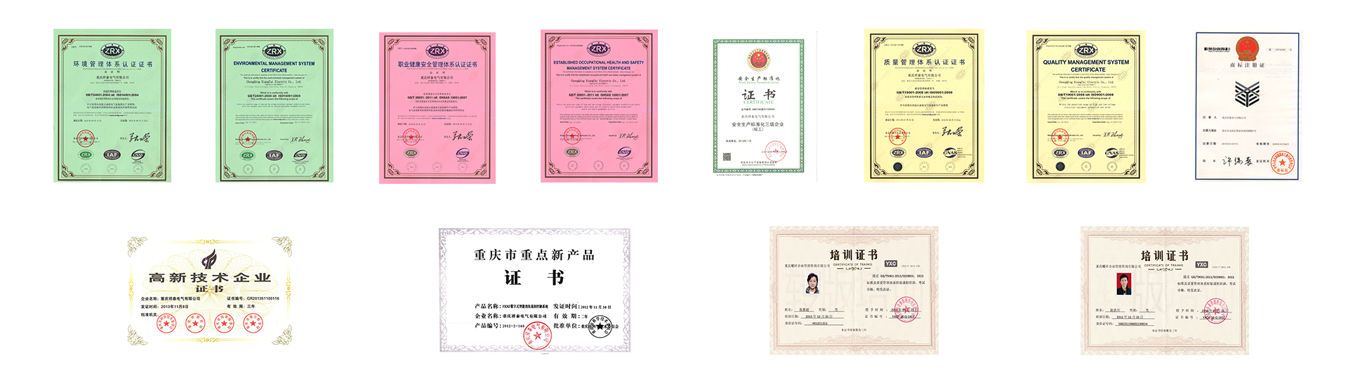 祥泰電氣榮譽(yù)資質(zhì)